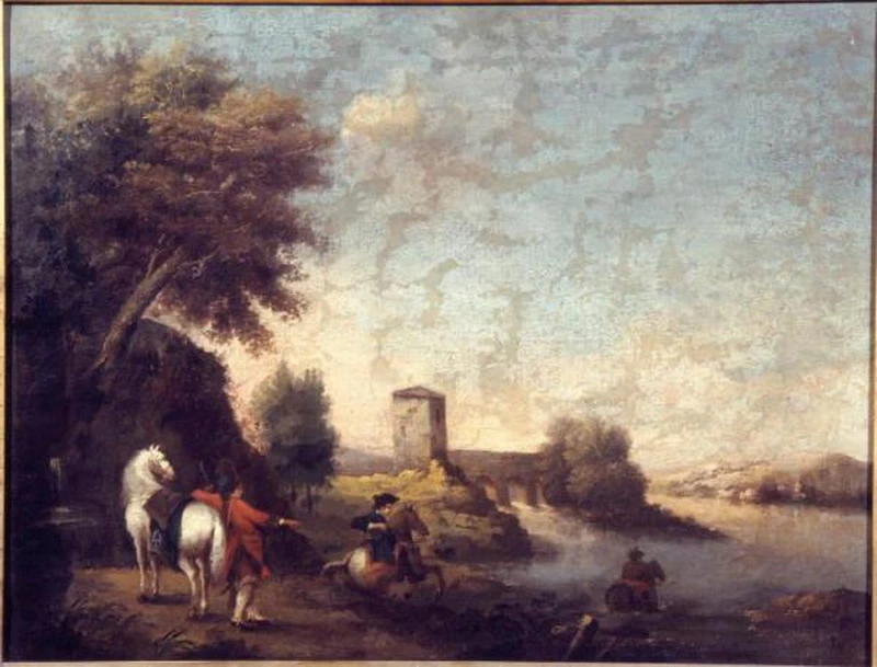 Paesaggio con cavalieri che attraversano un fiume - Accademia Carrara, Bergamo